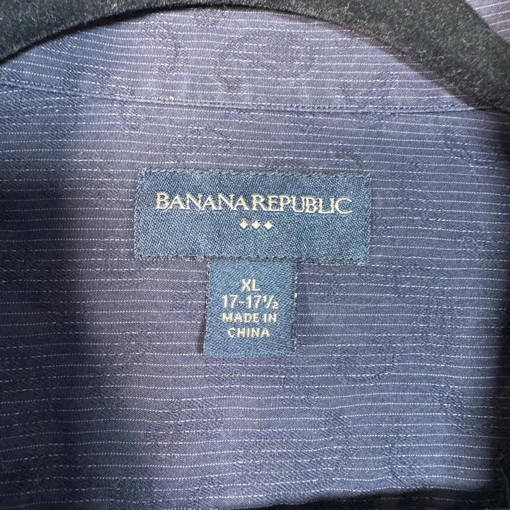 Banana Republic Mens XL Navy Tonal Paisley Cotton Button Down Shirt